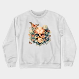 Enchanting Decay, Bloom Skull in a Gothic Garden (Antique Version) Crewneck Sweatshirt